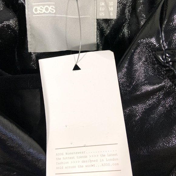 NWT ASOS Shiny Vinyl Black Moto Jacket - Picture 6 of 7